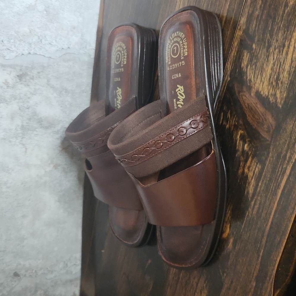 Romano Gina women’s slip on leather sandals size 7 - Picture 4 of 10